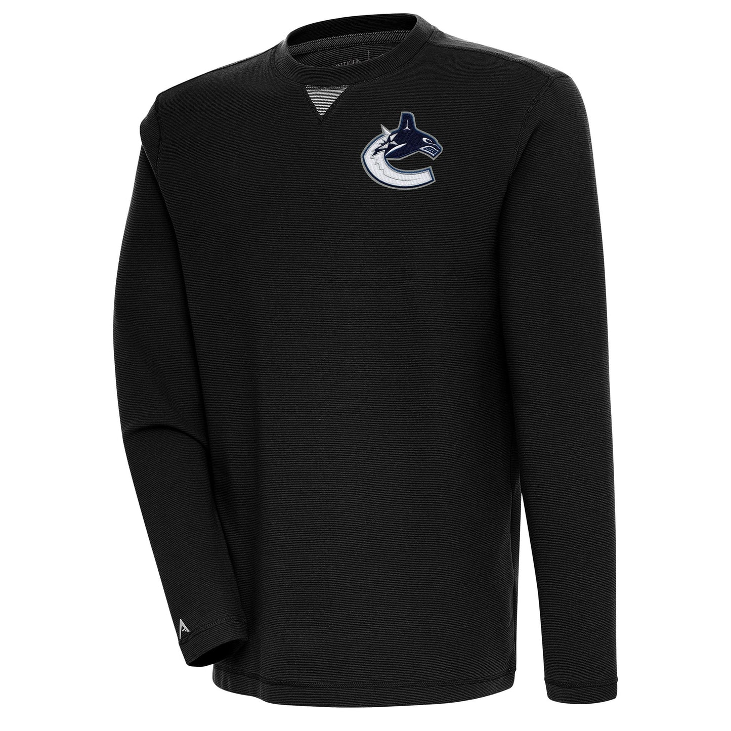 Men's Antigua  Black Vancouver Canucks Flier Bunker Tri-Blend Pullover Sweatshirt