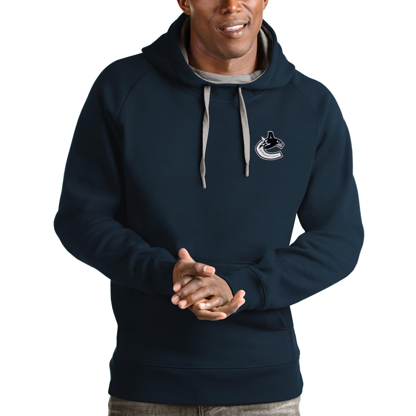 Men's Antigua Navy Vancouver Canucks Team Victory Pullover Hoodie