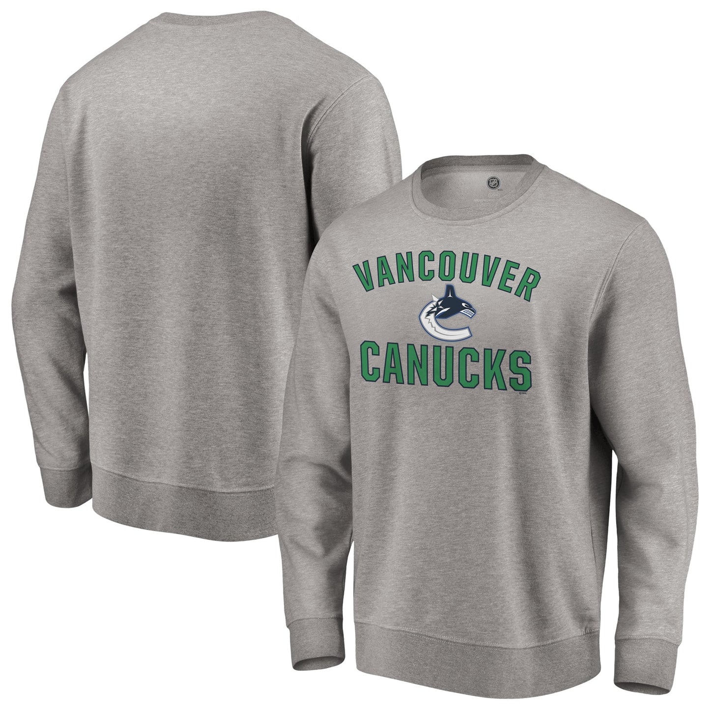 Men's Fanatics Branded Heather Gray Vancouver Canucks Special Edition Victory Arch Pullover Sweatshirt
