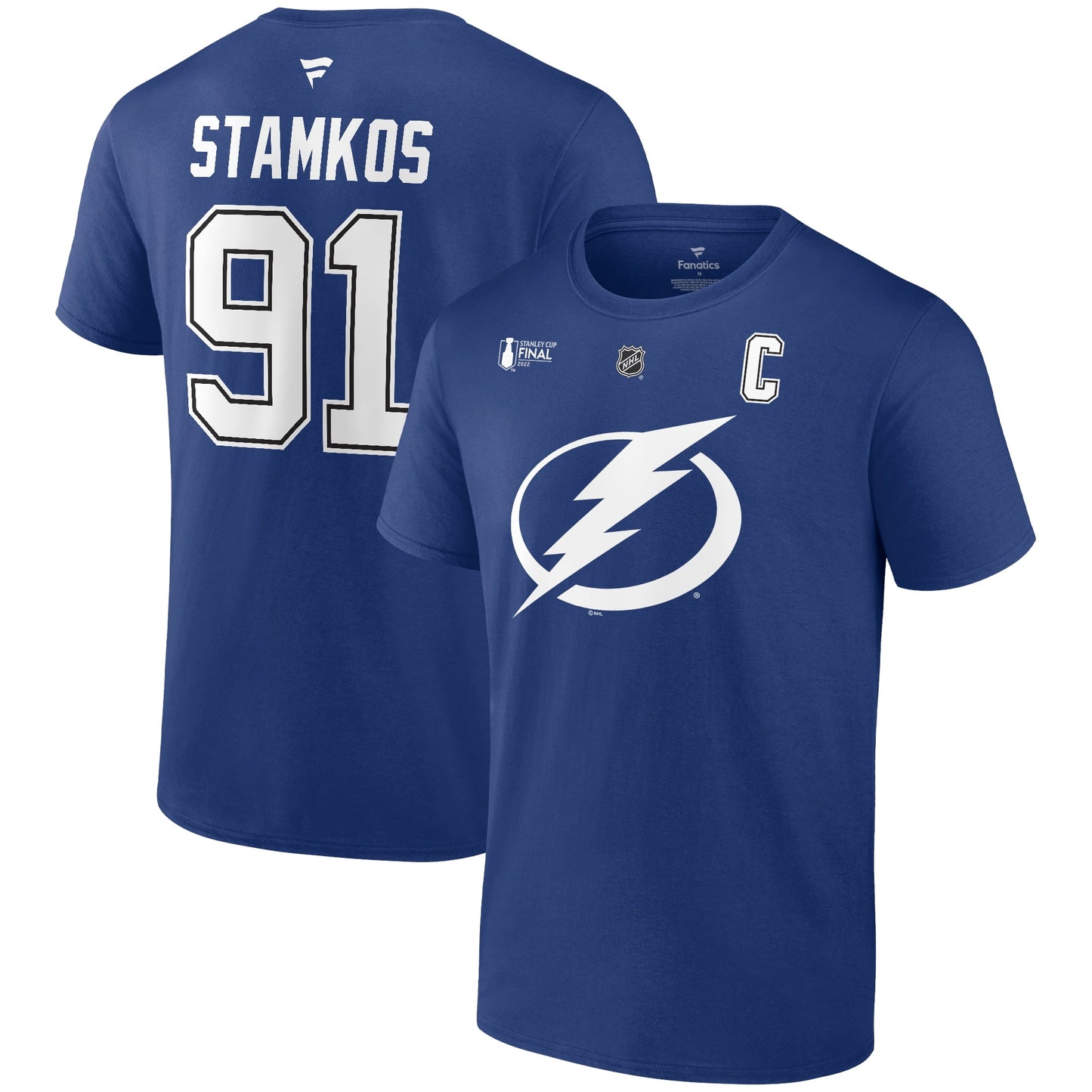 Men's Fanatics Branded Steven Stamkos Blue Tampa Bay Lightning 2022 Stanley Cup Final Authentic Stack Name & Number
