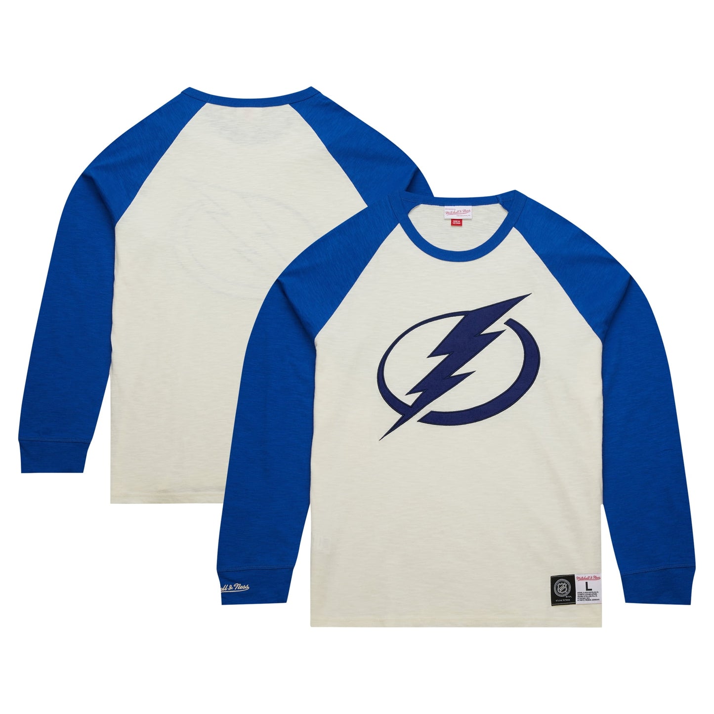 Men's Mitchell & Ness Cream Tampa Bay Lightning Legendary Slub Vintage Raglan Long Sleeve T-Shirt