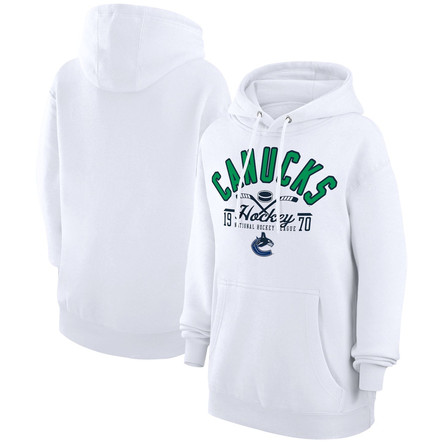 Men's Starter  White Vancouver Canucks Puck Pullover Hoodie
