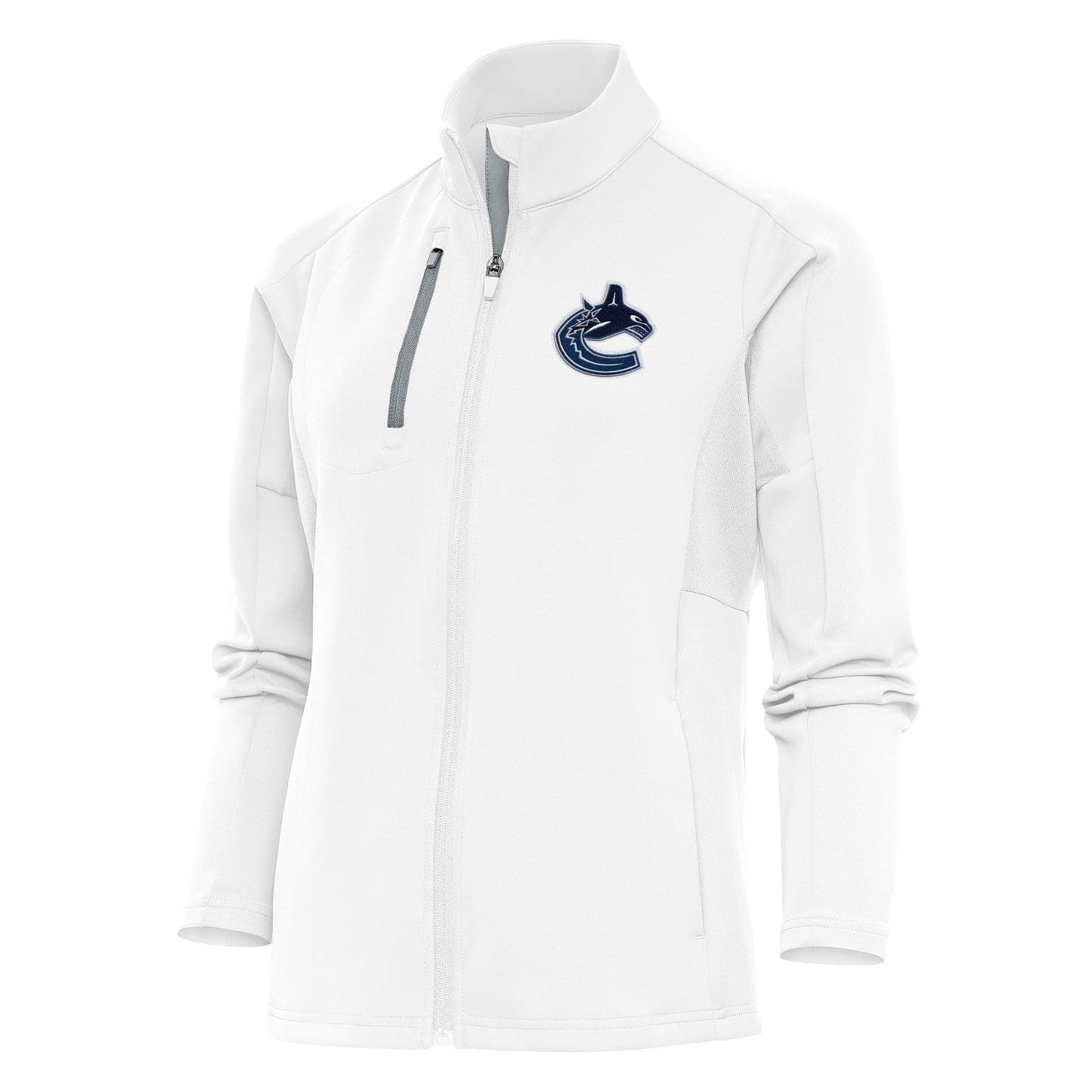 Women's Antigua White Vancouver Canucks Team Logo Generation Full-Zip Jacket
