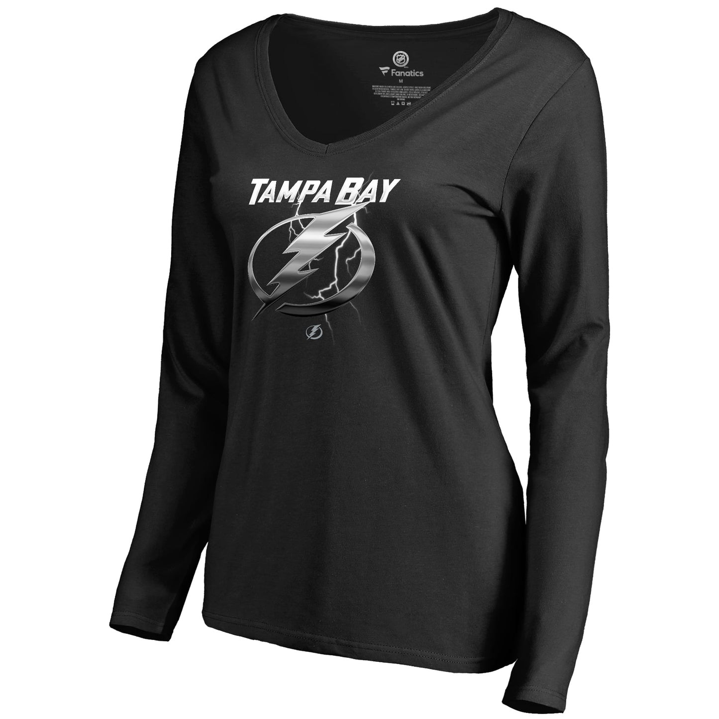 Women's Fanatics Branded Black Tampa Bay Lightning Midnight Mascot Long Sleeve V-Neck T-Shirt