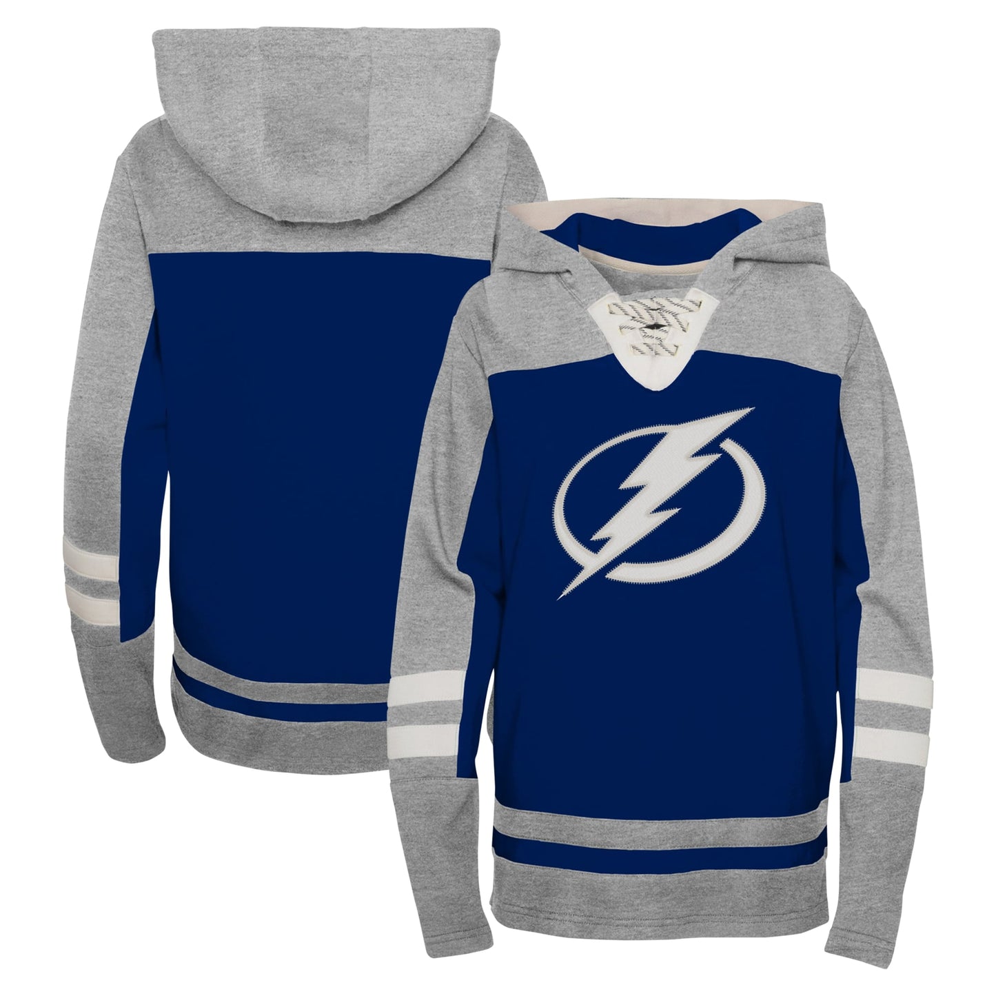 Youth Blue Tampa Bay Lightning Ageless Revisited Lace-Up V-Neck Pullover Hoodie